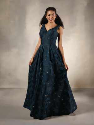 Christina Wu Elegance 17218 Long Semi-Formal Dress Featuring V-Neck Sleeveless