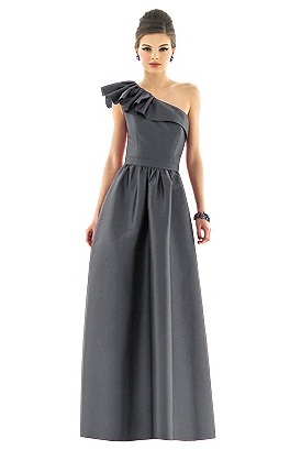 one shoulder ruffle bridesmaid dress