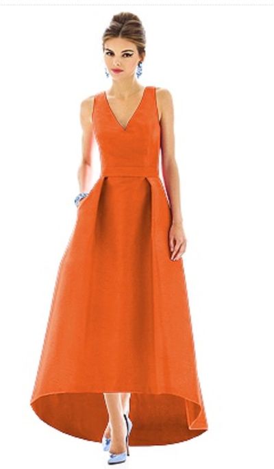 High Low Bridesmaid Dresses in Orange