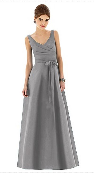 Alfred Sung D623 Long Dupioni Bridesmaid Dress: French Novelty