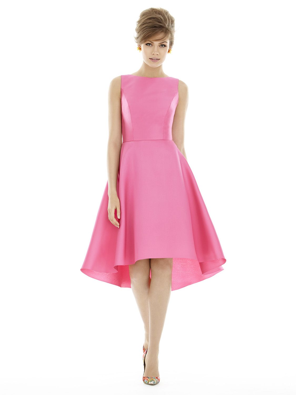 Alfred Sung D697 Short Hi-Low Bridesmaid Dress: French Novelty