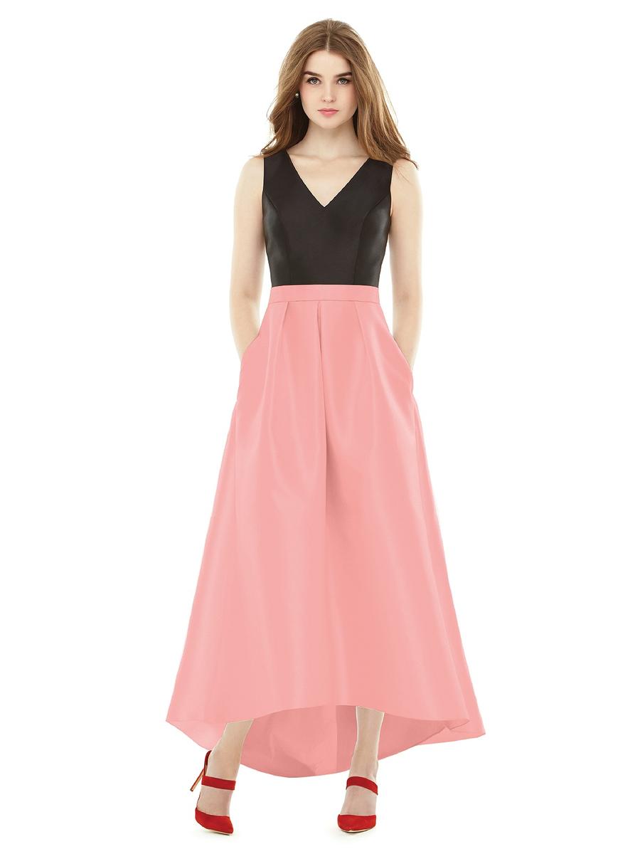 Alfred sung high online low sateen twill gown