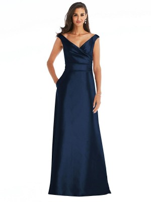 Alfred Sung D811 Off Shoulder Maxi Bridesmaid Dress