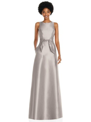 Alfred Sung D825 Tie Waist Pocket Bridesmaid Dress