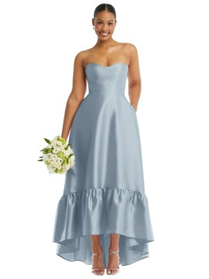 Alfred Sung D838 High Low Ruffle Pocket Gown