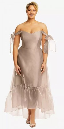 Alfred Sung D846 Long High Low Organdy Bridesmaid Gown