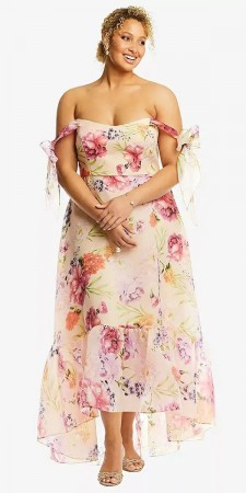 Alfred Sung D846FP Floral Print High Low Bridesmaid Gown
