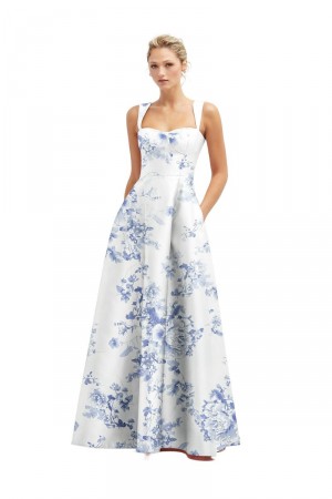 Alfred Sung D852FP Floral Print A-Line Bridesmaid Dress