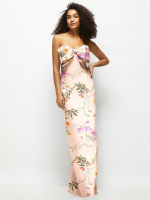 Alfred Sung D859FP Print Bow Bodice Bridesmaid Gown