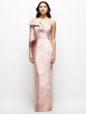 Alfred Sung D861FP Bow One Shoulder Print Bridesmaid Gown