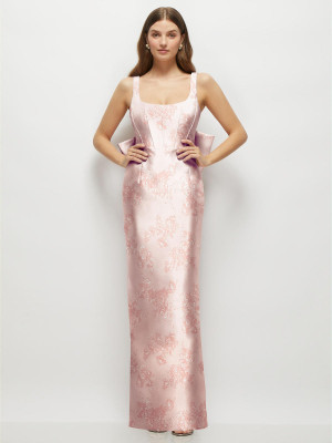 Alfred Sung D865FP Print Bow Back Bridesmaid Gown