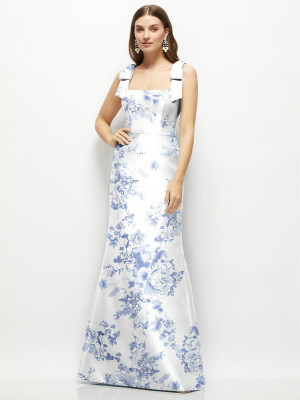 Alfred Sung D868FP Bow Shoulder Print Bridesmaid Gown