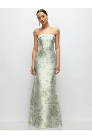 Alfred Sung D870FP Sleek Floral Cuffed Bridesmaid Dress