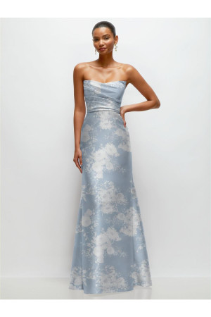 Alfred Sung D871FP Draped Floral Print Bridesmaid Dress