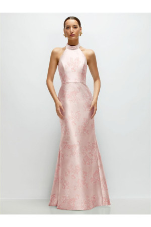 Alfred Sung D872FP Floral Print Halter Bridesmaid Dress