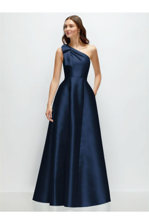 Alfred Sung D875 One Bow Shoulder Bridesmaid Dress