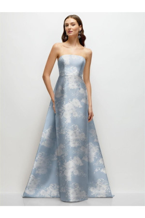 Alfred Sung D876FP Floral Print Gown with Removable Train