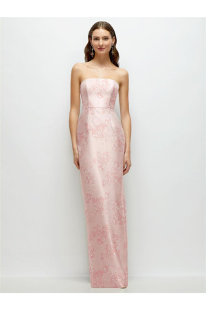 Alfred Sung D877FP Floral Print Back Slit Bridesmaid Dress