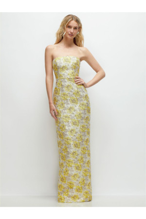 Alfred Sung D877GYF Floral Jacquard Back Slit Gown