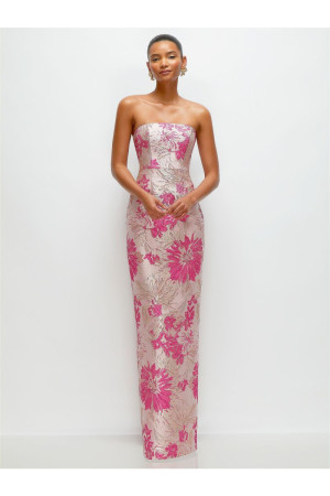 Alfred Sung D877HPJ Bold Floral Jacquard Back Slit Gown