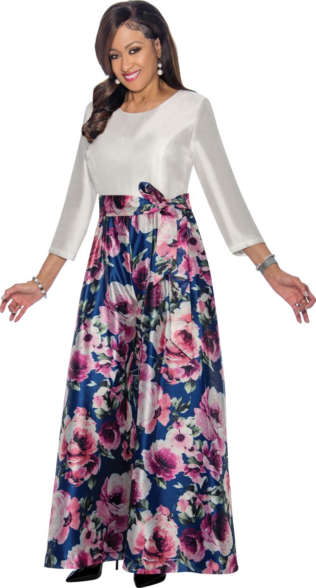 Dorinda Clark Cole DCC1661 Ladies Long Floral Church Dress French Novelty