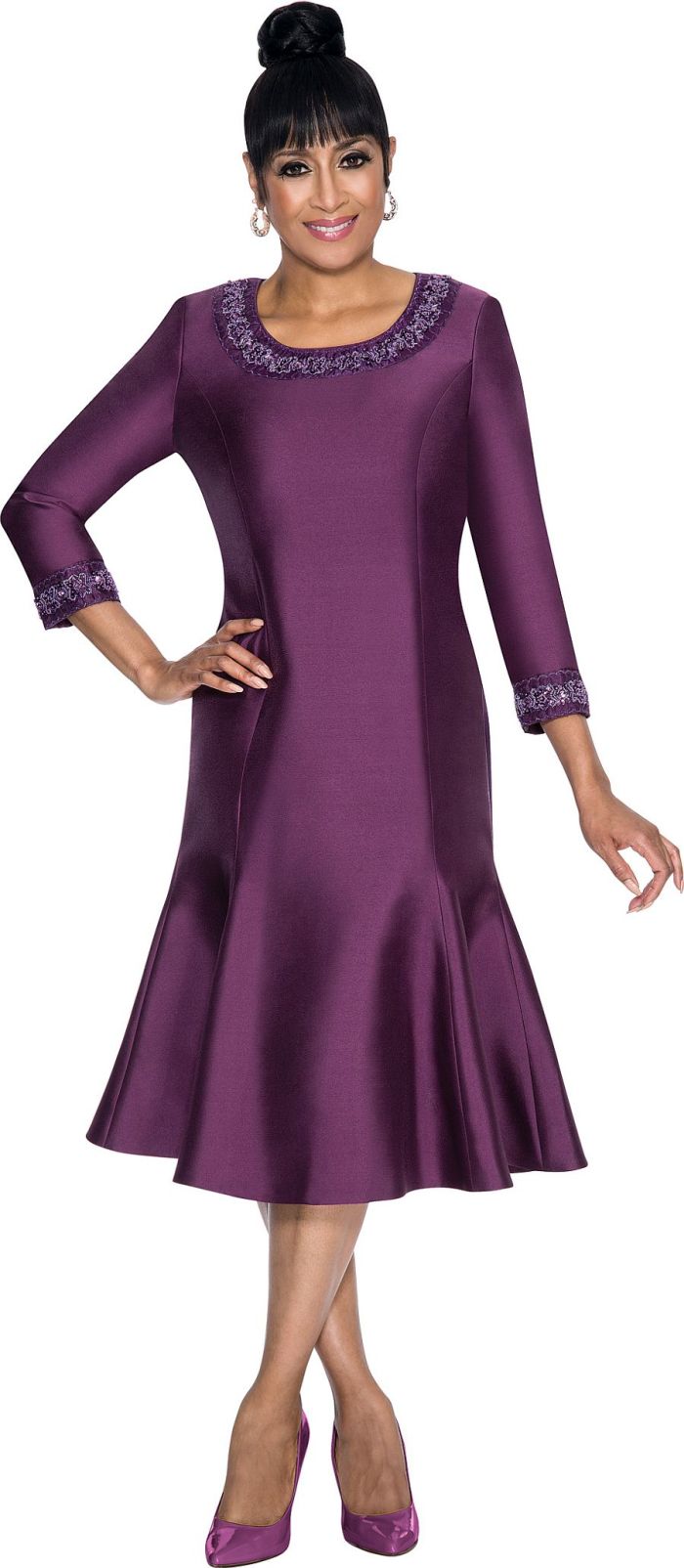 Dorinda Clark Cole DCC231 Long Sleeve Church Dress - French Novelty