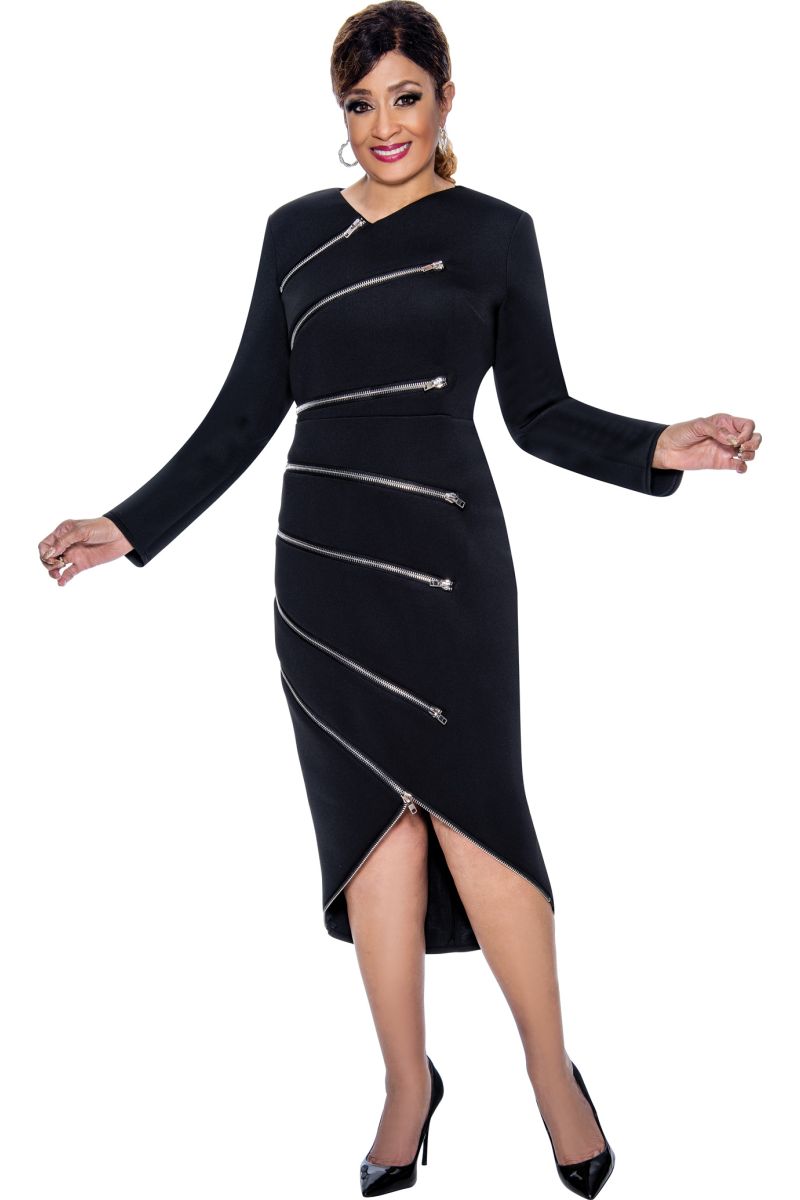 French Novelty Dorinda Clark Cole DCC4831 Edgy Zipper Dress