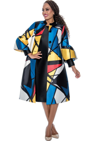 Nubiano DN100052 Geometric Print Jacket Dress