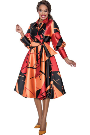 Nubiano DN100131 Geometric Print Church Dress