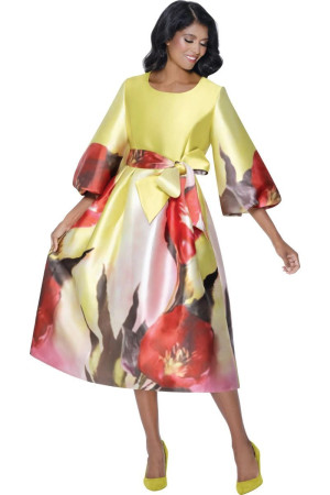 Nubiano DN100221 Bold Floral Print Church Dress