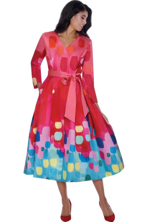 Nubiano DN100231 Color Splash Print Church Dress