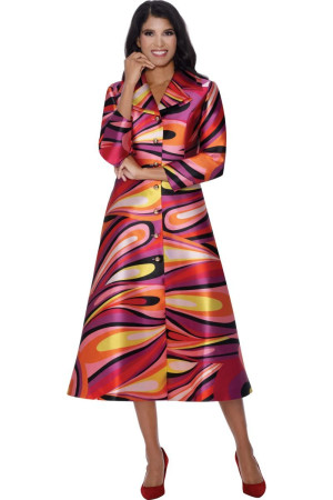 Nubiano DN100241 Colorful Swirl Print Church Dress