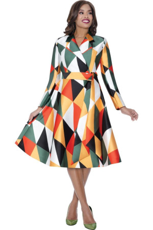 Nubiano DN100261 Geometric Print Church Dress