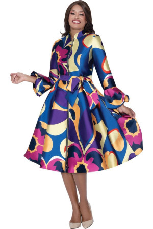 Nubiano DN100271 Bold Floral A-Line Church Dress