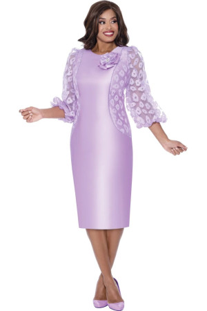Nubiano DN100371 Sheer Floral Sleeve Church Dress