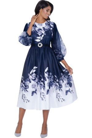 Nubiano DN100381 Floral Border Print Church Dress