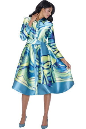 Nubiano DN100411 Dreamy Watercolor Print Dress