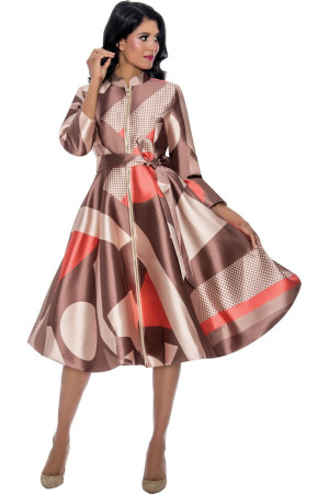Nubiano DN12251 Bubble Hem Print Church Dress