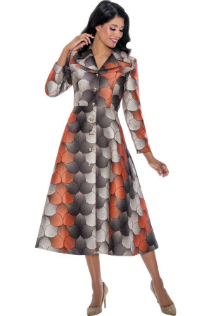 Nubiano DN12421 Long Sleeve Print Church Dress