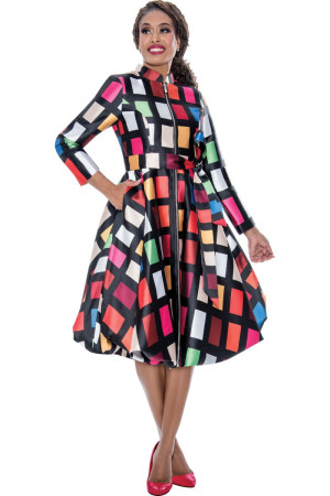 Nubiano DN751 Colorful Bold Geometric Print Dress
