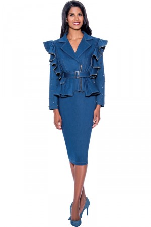 Devine Sport DS63462 Ruffled Denim Ladies Church Suit