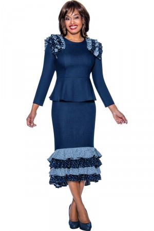 Devine Sport DS63612 Ruffled Denim Church Dress