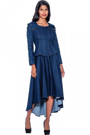 Devine Sport DS63702 High Low Studded Denim Dress