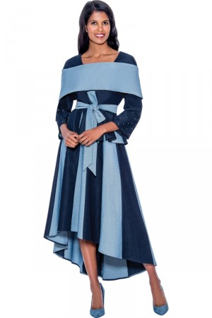 Devine Sport DS63712 High Low 2 Tone Denim Dress
