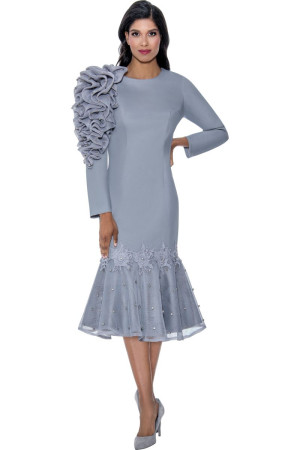 Devine Sport DS800131 Ruffle Shoulder Denim Dress
