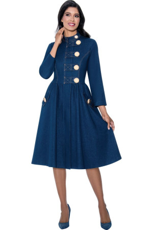 Devine Sport DS800171 Gold Button Denim Dress