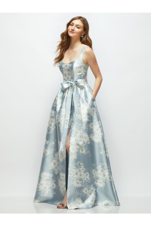 Dessy Collection 3176FP Colette Floral Print Tank Top Bridesmaid Gown