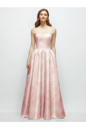 Dessy Collection 3177FP Rosemarie Floral Print Strapless Bridesmaid Gown
