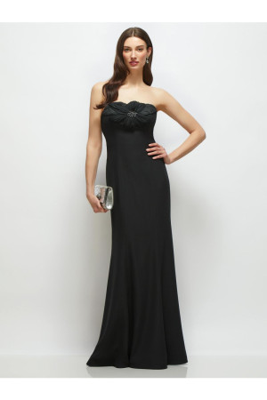 Dessy Collection 3179 Marianna Flower Neckline Black Bridesmaid Gown