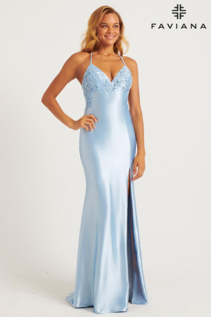 Faviana E11240 Subtle Applique Satin Prom Dress